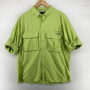 EXOFFICIO Shirt Men M Performance Vented Button Up Roll Tab Sleeve Fishing Green
